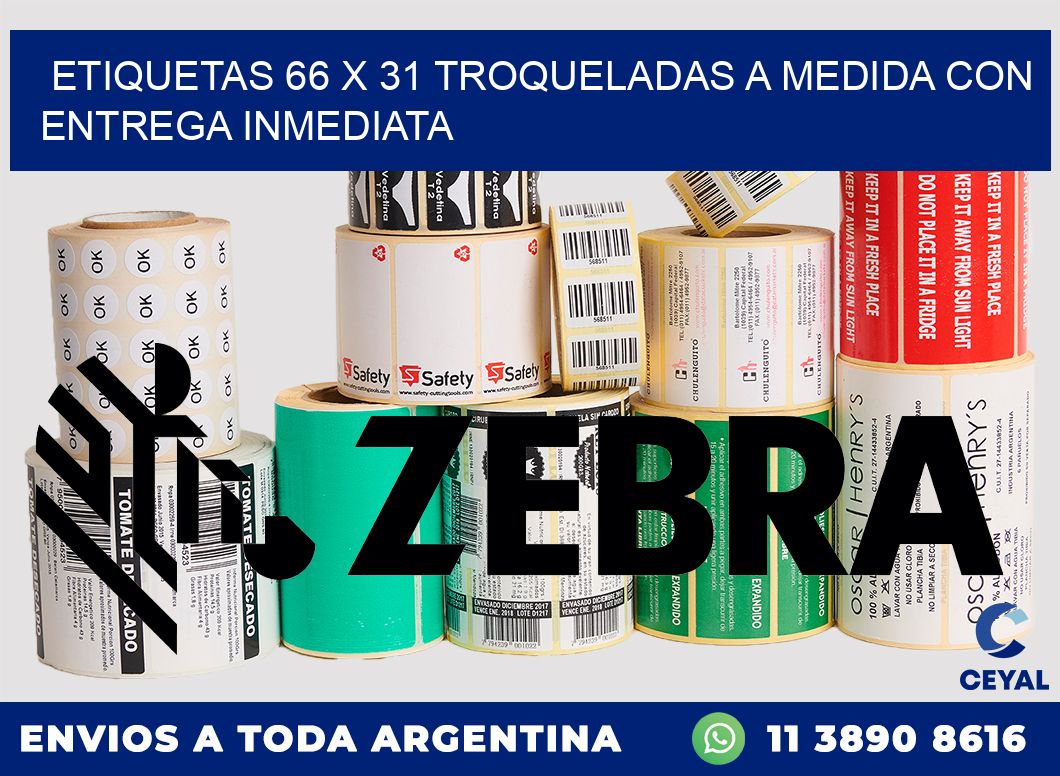 Etiquetas 66 x 31 troqueladas a medida con entrega inmediata