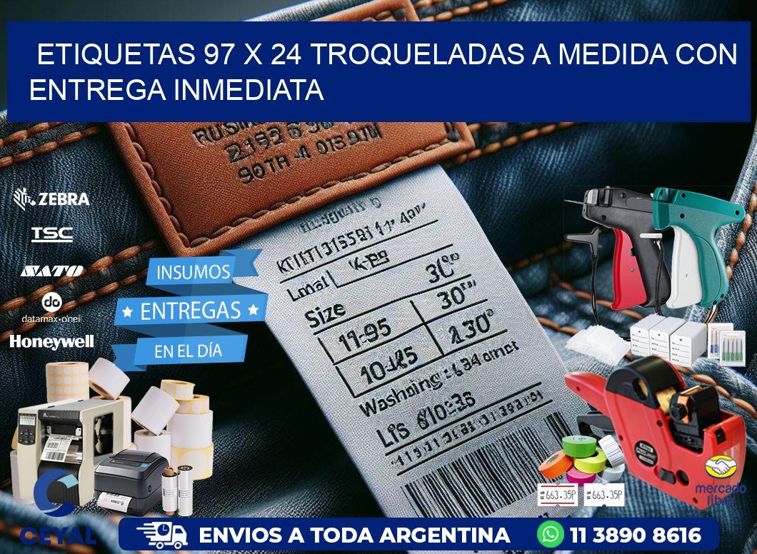 Etiquetas 97 x 24 troqueladas a medida con entrega inmediata