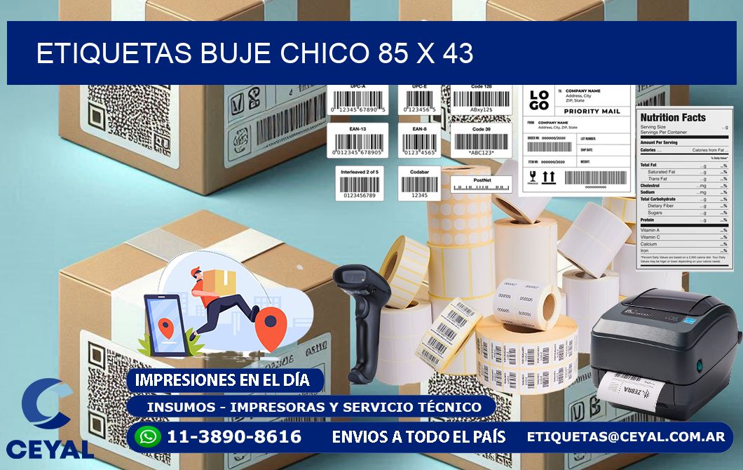 Etiquetas buje chico 85 x 43