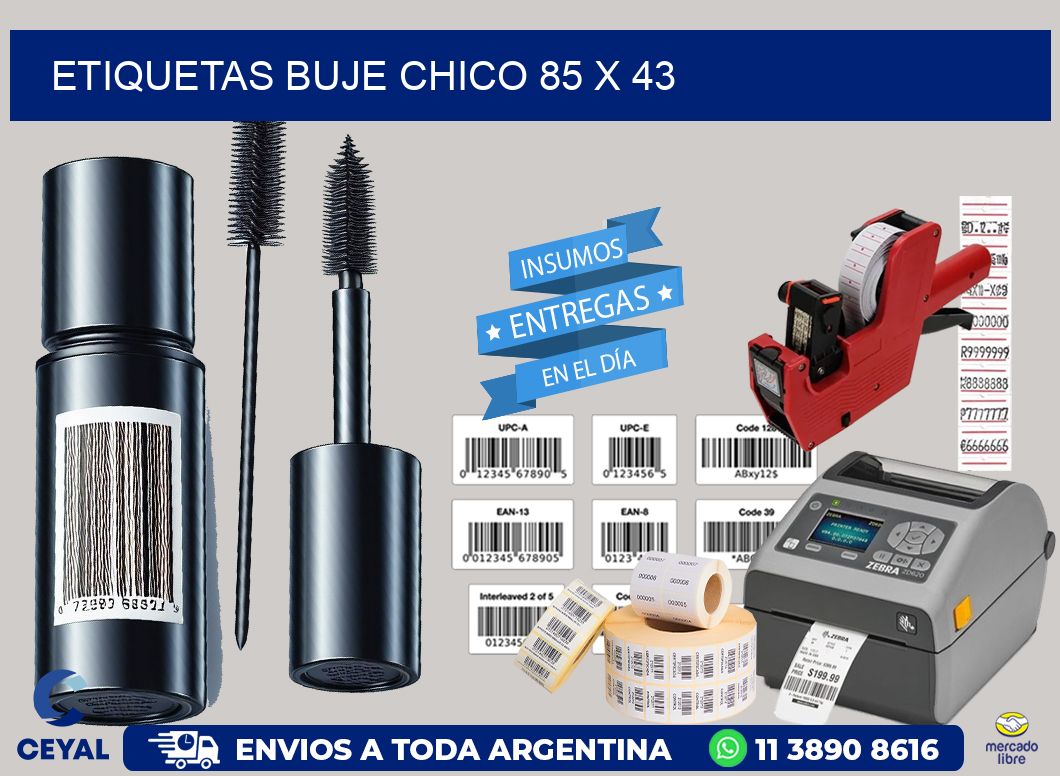 Etiquetas buje chico 85 x 43