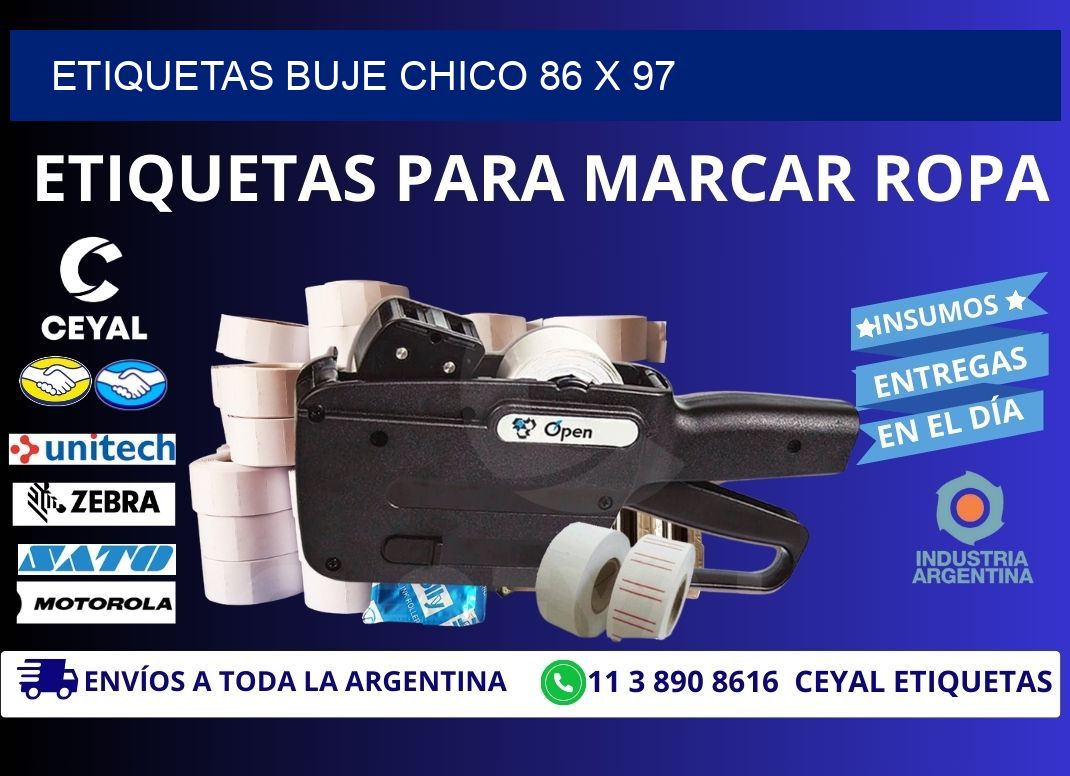 Etiquetas buje chico 86 x 97