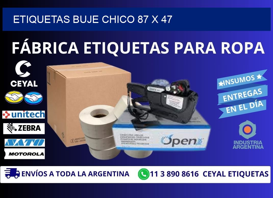 Etiquetas buje chico 87 x 47