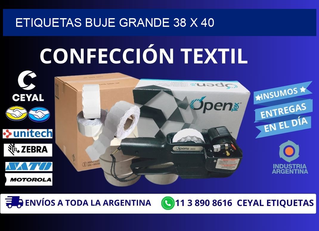 Etiquetas buje grande 38 x 40