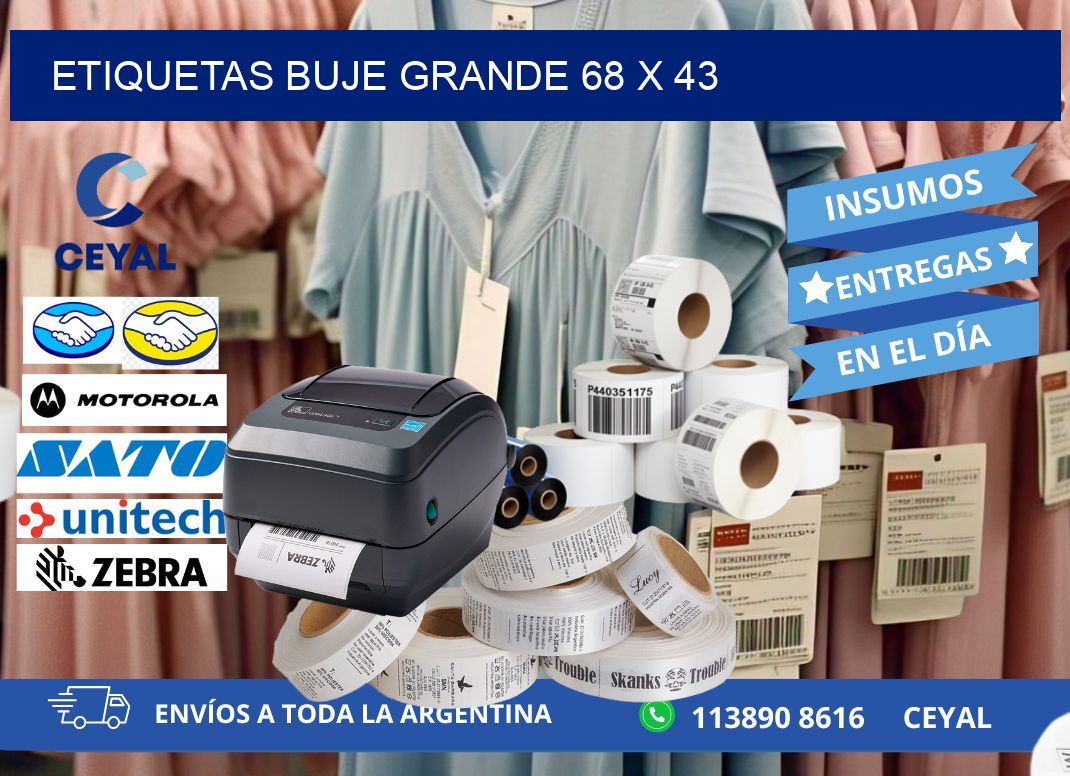 Etiquetas buje grande 68 x 43