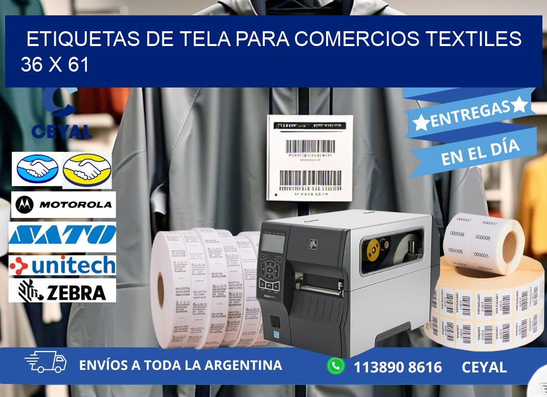 Etiquetas de tela para comercios textiles  36 x 61