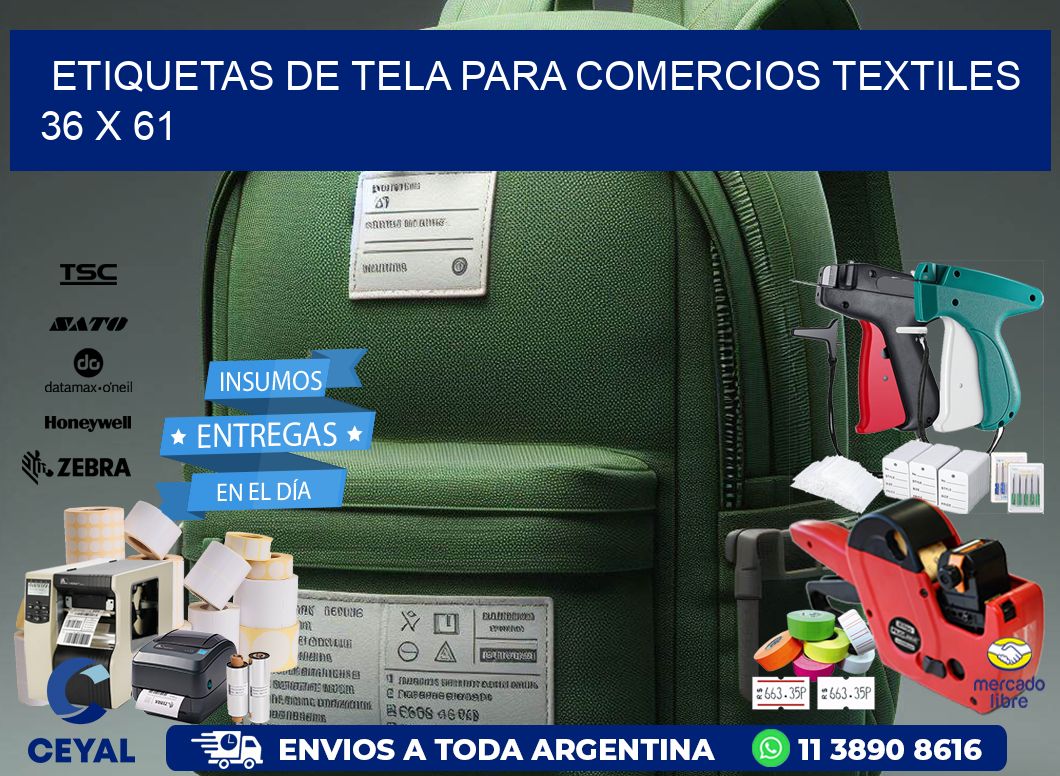 Etiquetas de tela para comercios textiles  36 x 61