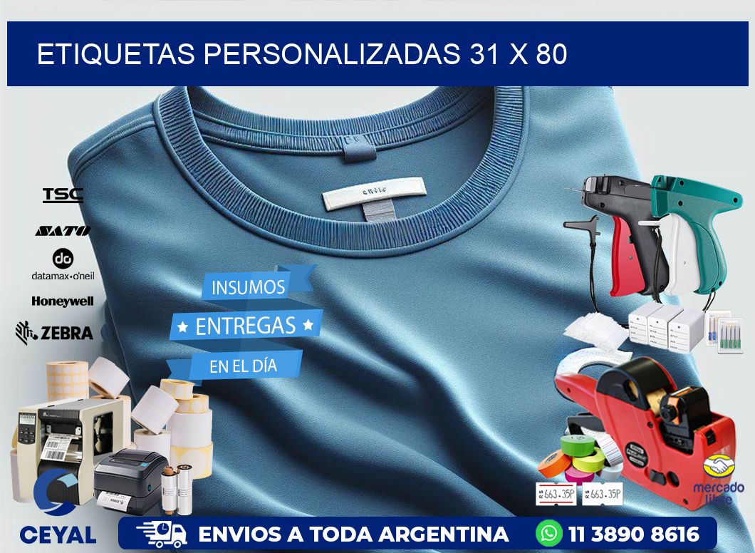 Etiquetas personalizadas 31 x 80