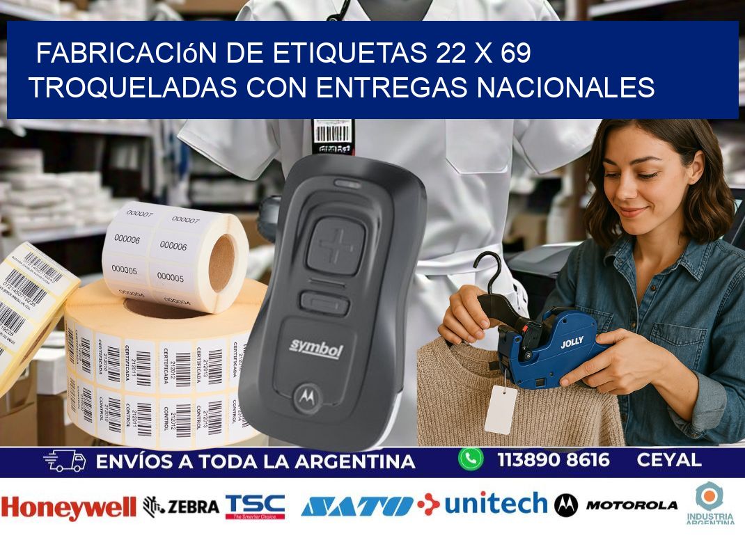 Fabricación de etiquetas 22 x 69 troqueladas con entregas nacionales