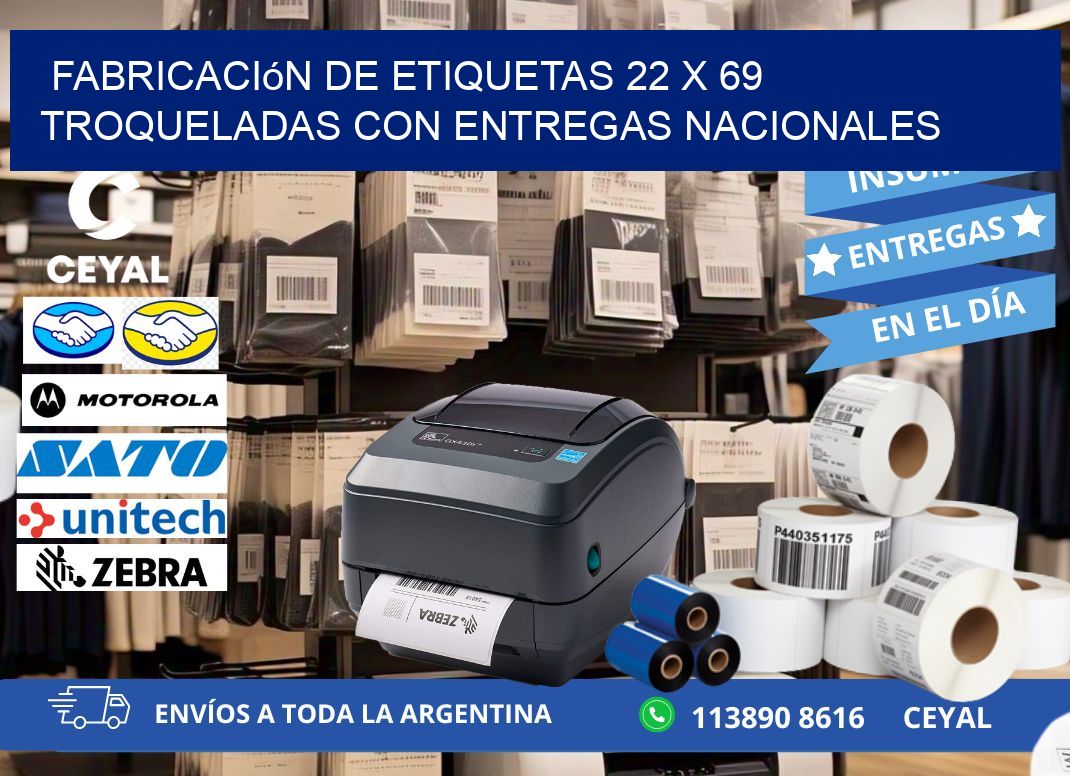 Fabricación de etiquetas 22 x 69 troqueladas con entregas nacionales