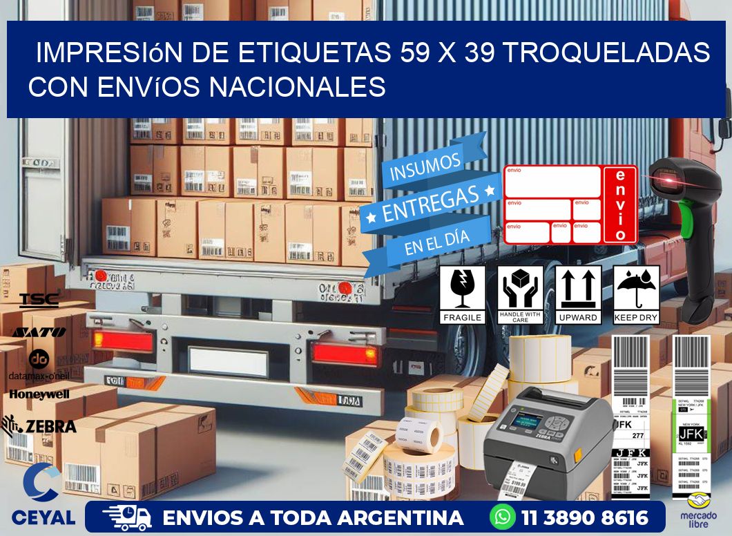 Impresión de etiquetas 59 x 39 troqueladas con envíos nacionales
