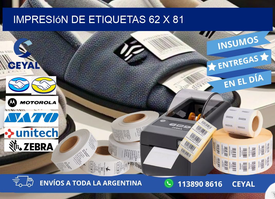 Impresión de etiquetas 62 x 81