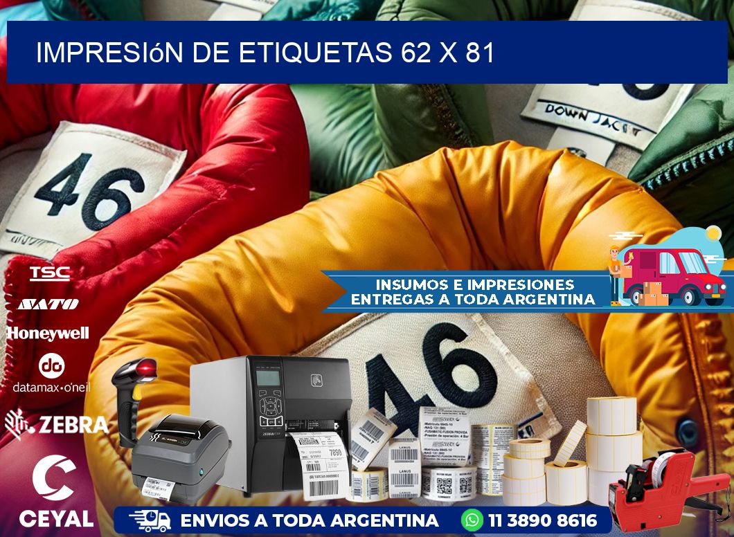 Impresión de etiquetas 62 x 81