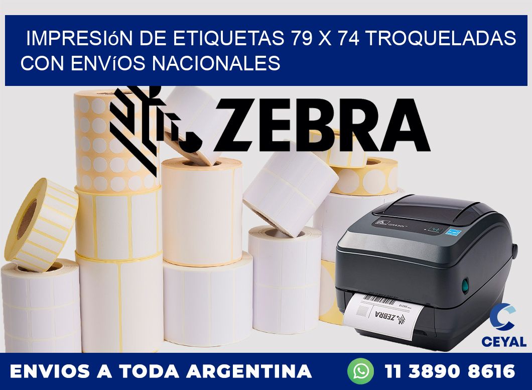 Impresión de etiquetas 79 x 74 troqueladas con envíos nacionales
