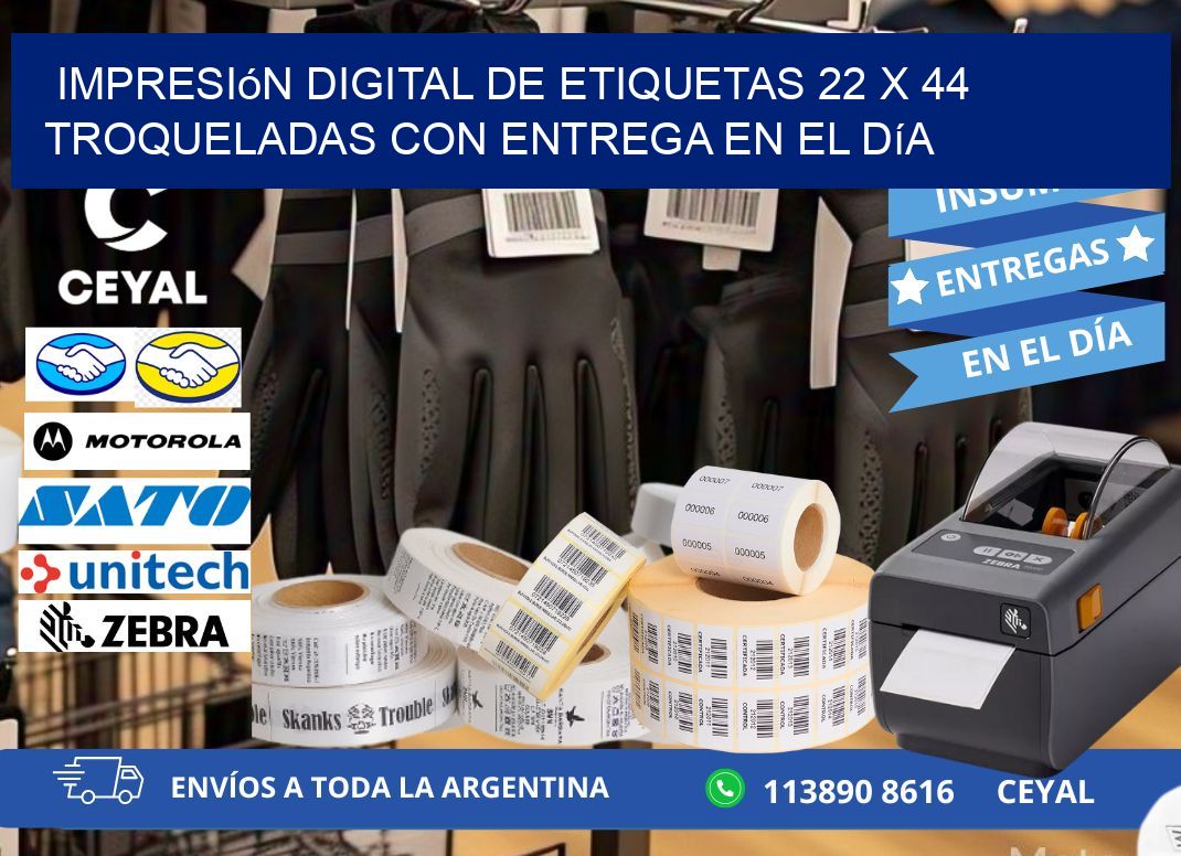 Impresión digital de etiquetas 22 x 44 troqueladas con entrega en el día