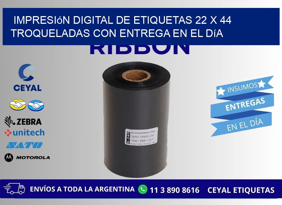 Impresión digital de etiquetas 22 x 44 troqueladas con entrega en el día