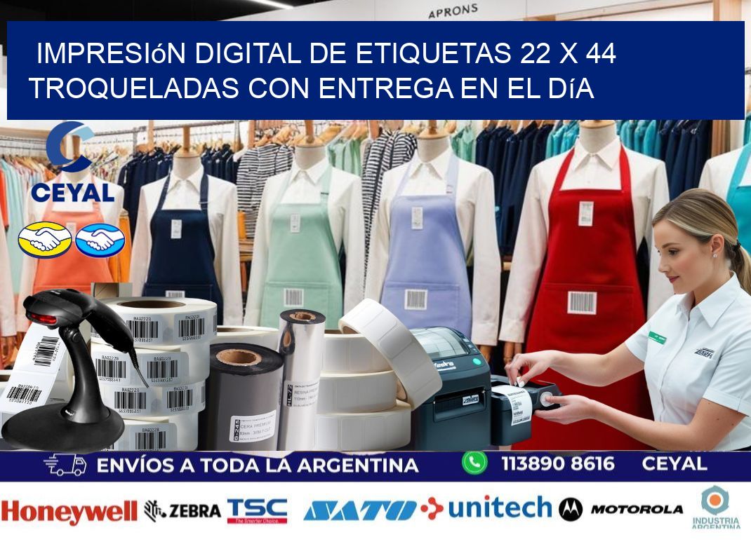 Impresión digital de etiquetas 22 x 44 troqueladas con entrega en el día