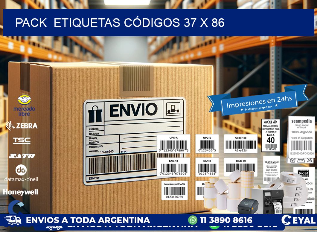Pack  ETIQUETAS CÓDIGOS 37 x 86