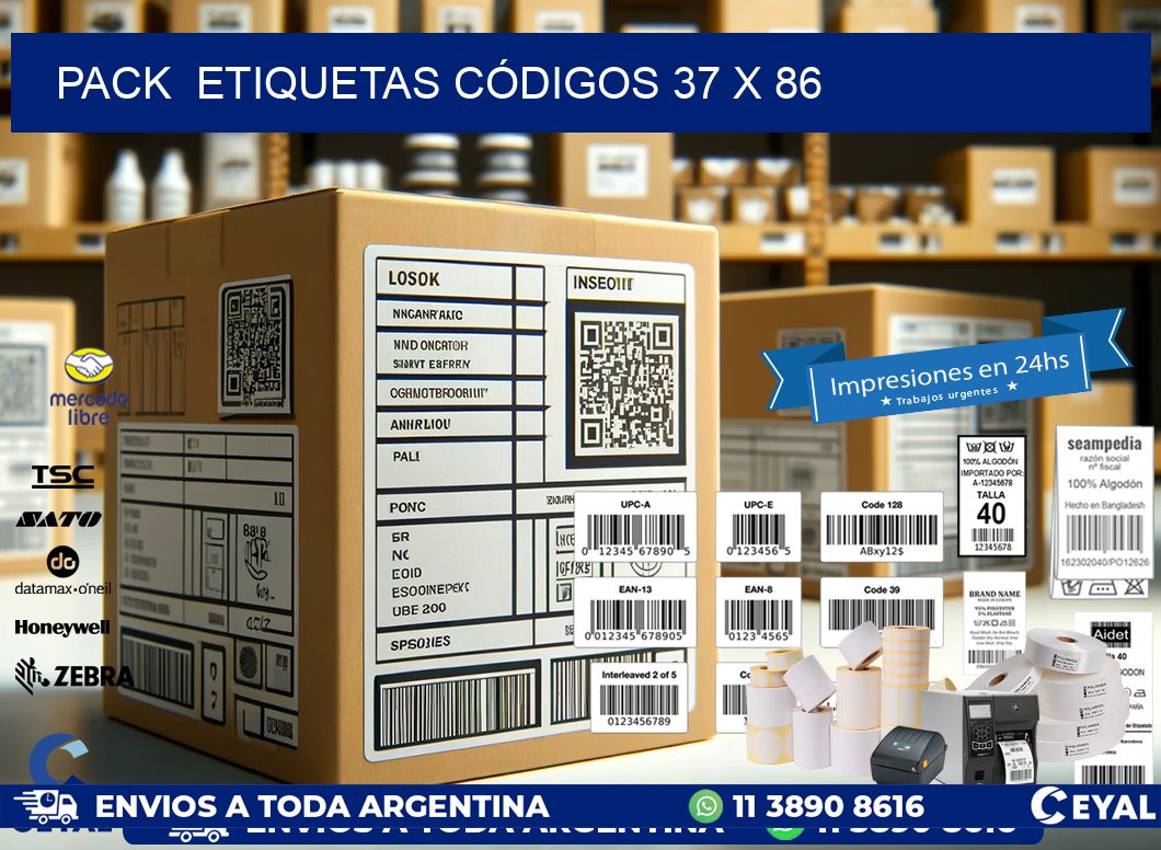 Pack  ETIQUETAS CÓDIGOS 37 x 86
