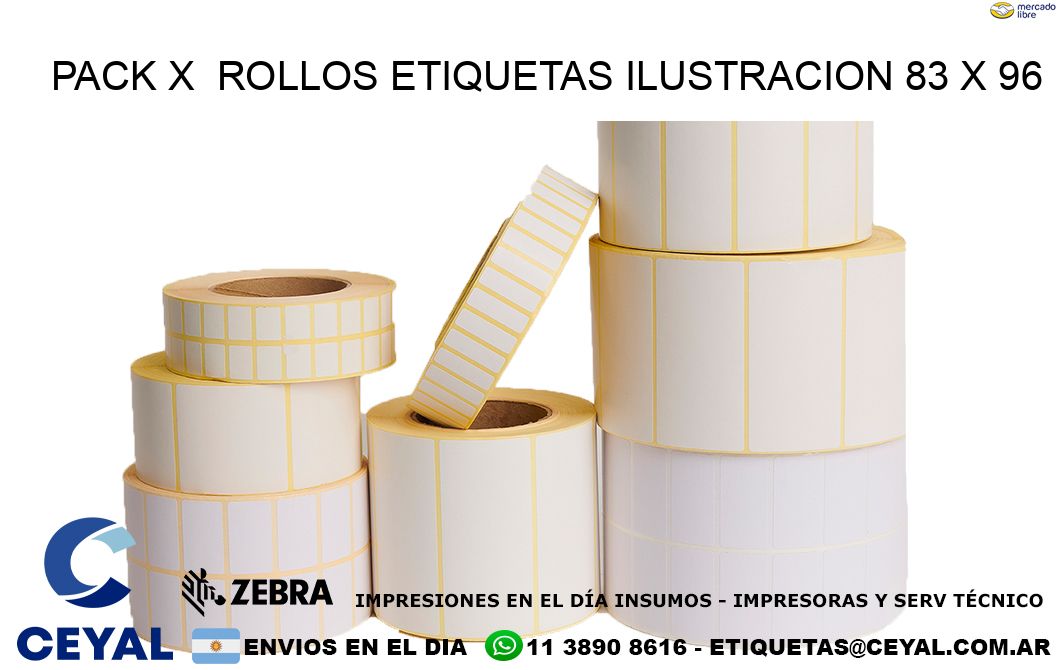 Pack X  Rollos Etiquetas Ilustracion 83 x 96