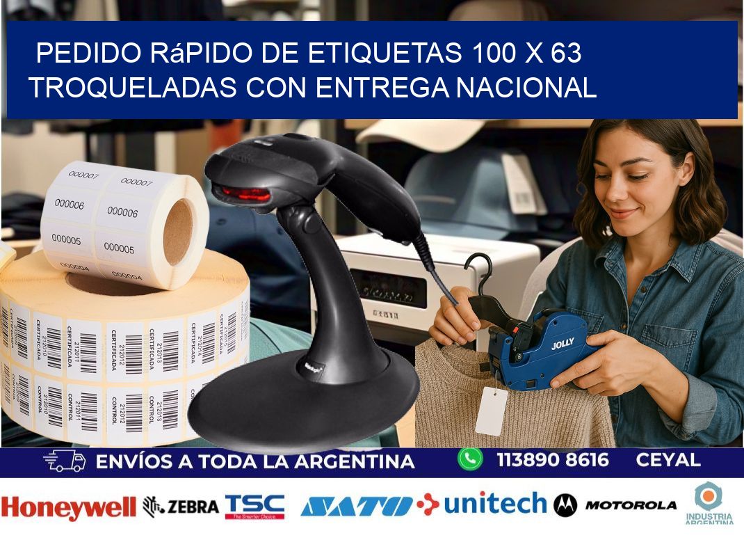 Pedido rápido de etiquetas 100 x 63 troqueladas con entrega nacional