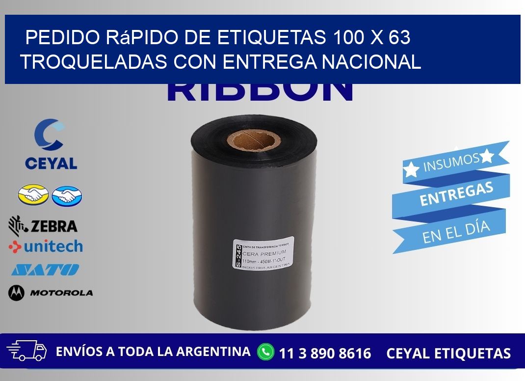 Pedido rápido de etiquetas 100 x 63 troqueladas con entrega nacional