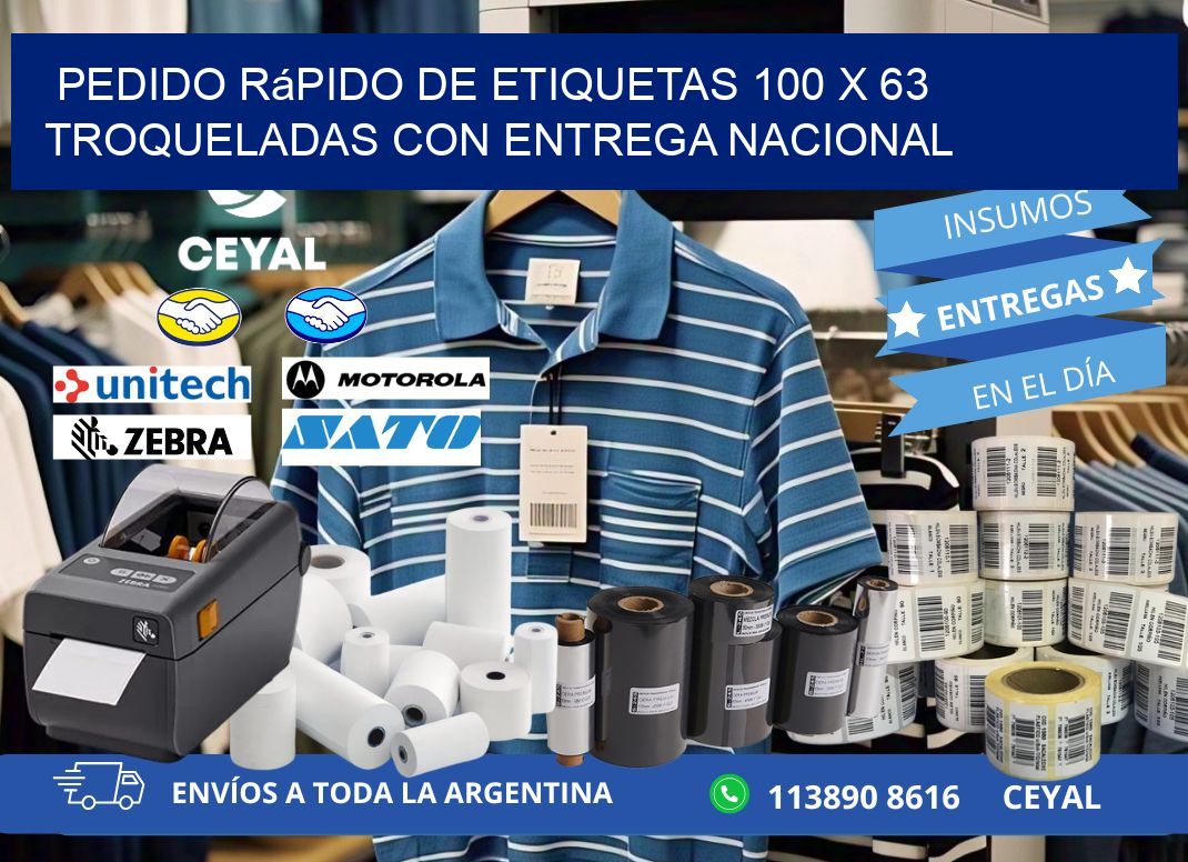 Pedido rápido de etiquetas 100 x 63 troqueladas con entrega nacional
