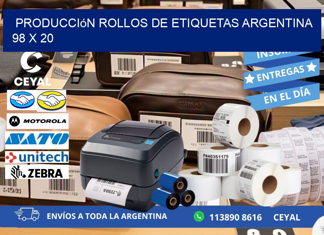 Producción ROLLOS DE ETIQUETAS ARGENTINA 98 x 20