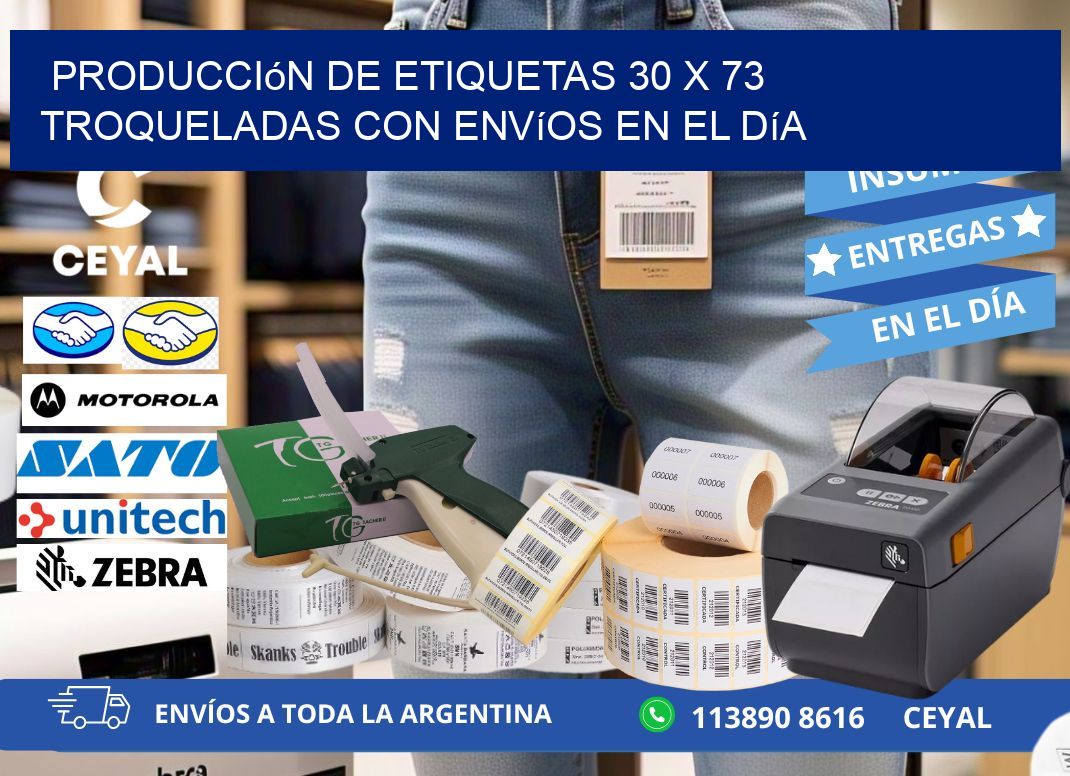 Producción de etiquetas 30 x 73 troqueladas con envíos en el día