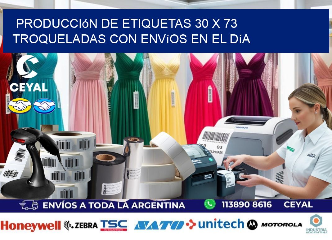 Producción de etiquetas 30 x 73 troqueladas con envíos en el día