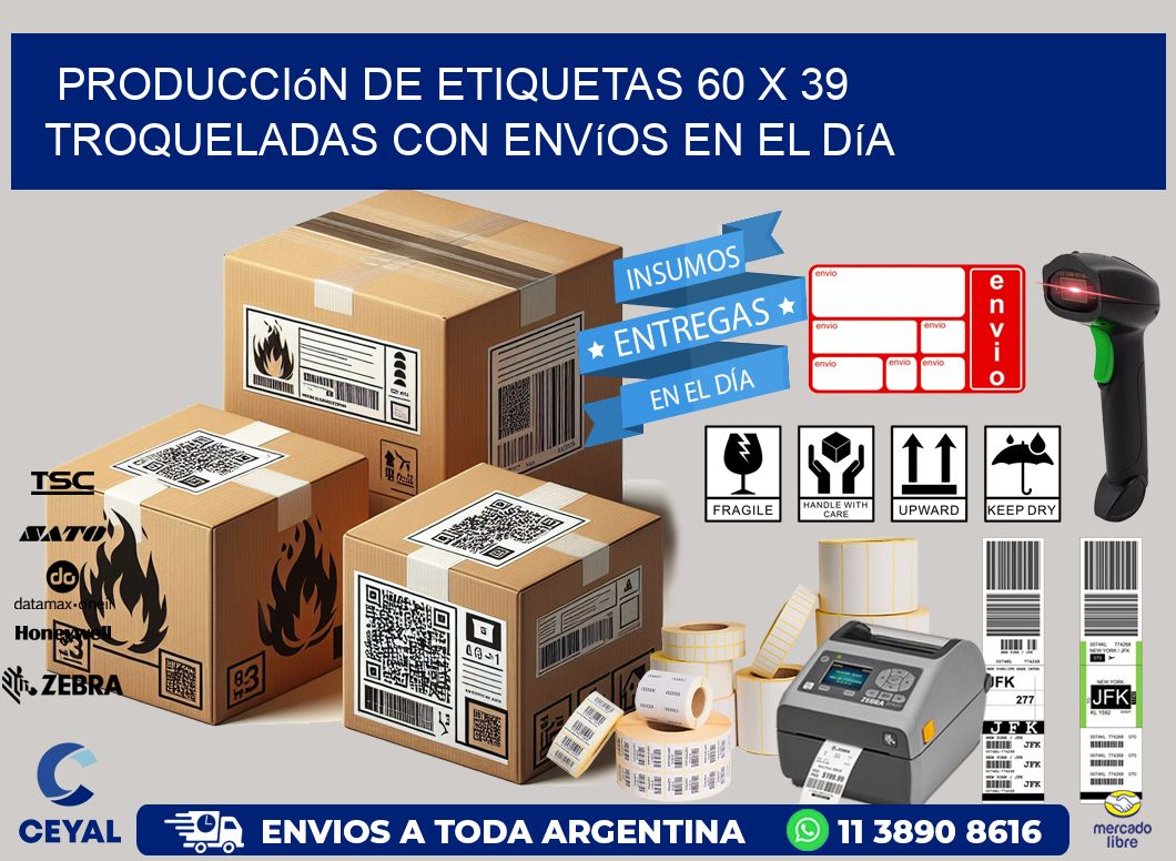 Producción de etiquetas 60 x 39 troqueladas con envíos en el día