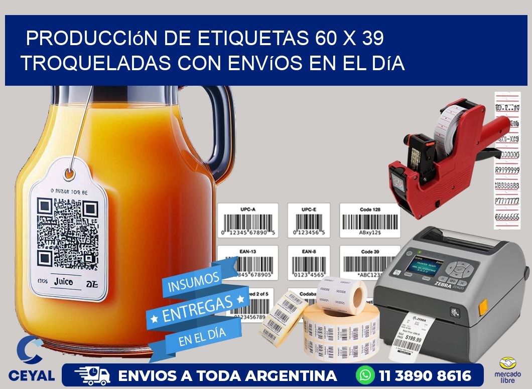 Producción de etiquetas 60 x 39 troqueladas con envíos en el día