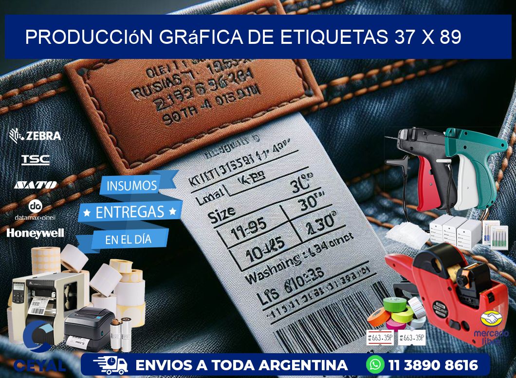 Producción gráfica de etiquetas 37 x 89