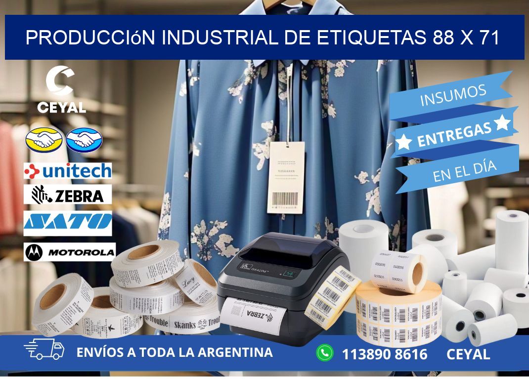 Producción industrial de etiquetas 88 x 71