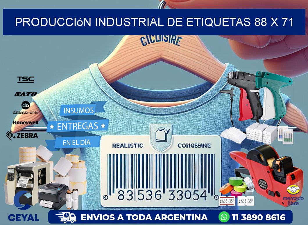 Producción industrial de etiquetas 88 x 71
