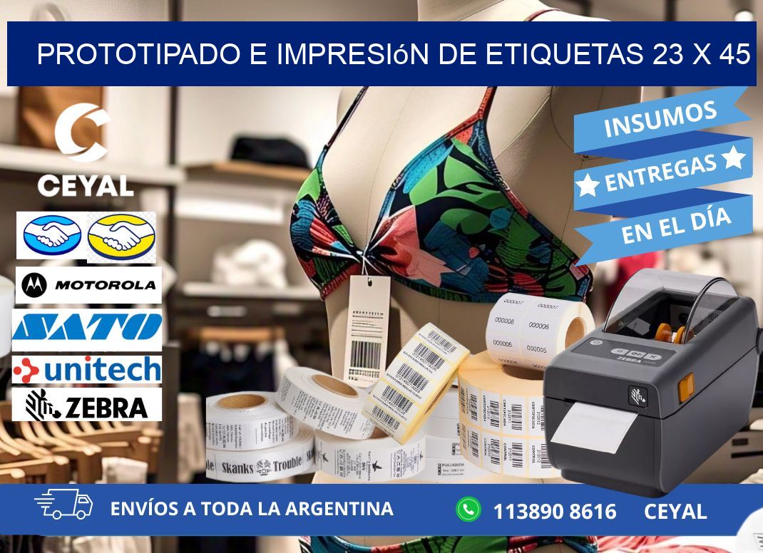 Prototipado e impresión de etiquetas 23 x 45