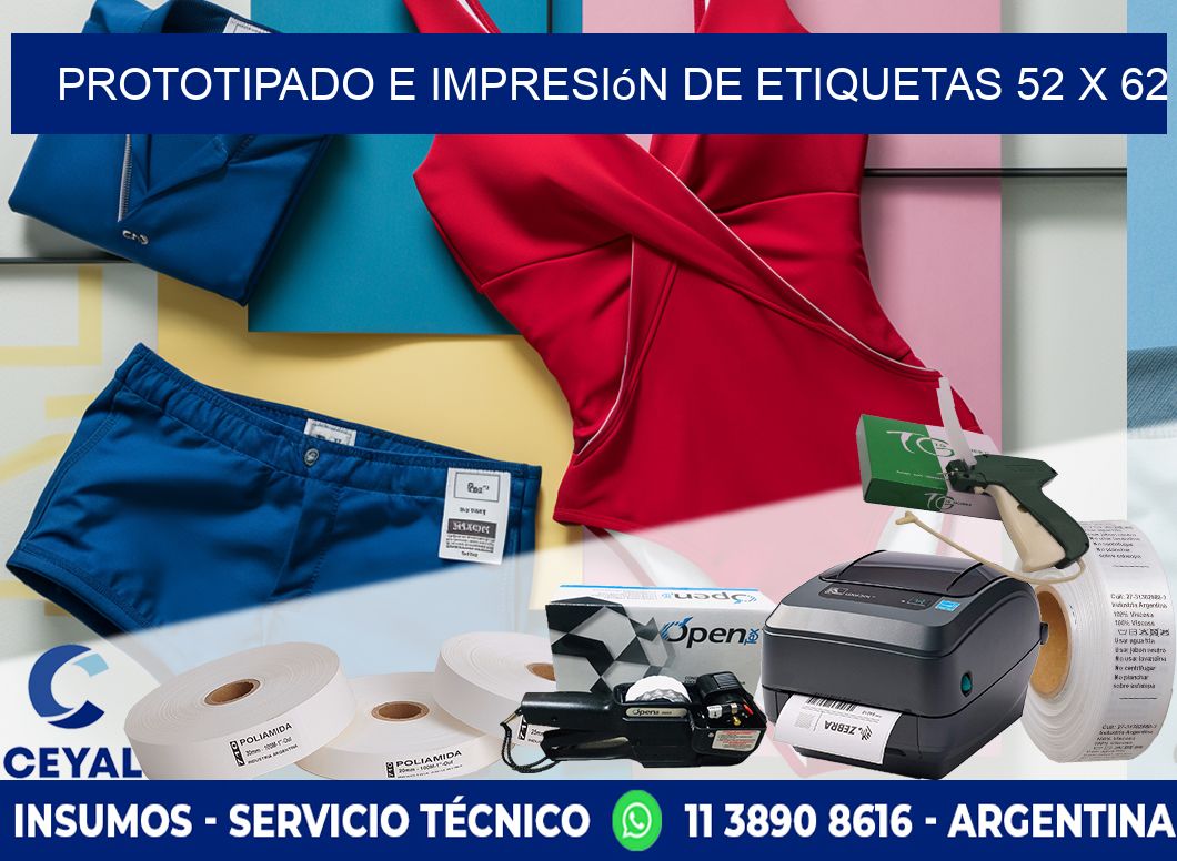 Prototipado e impresión de etiquetas 52 x 62