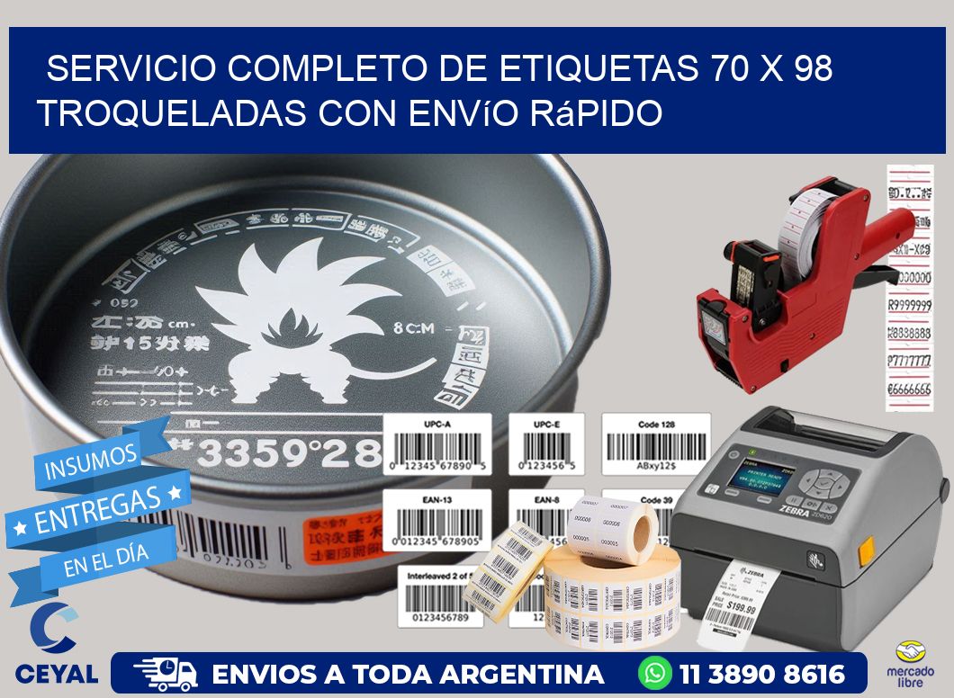 Servicio completo de etiquetas 70 x 98 troqueladas con envío rápido