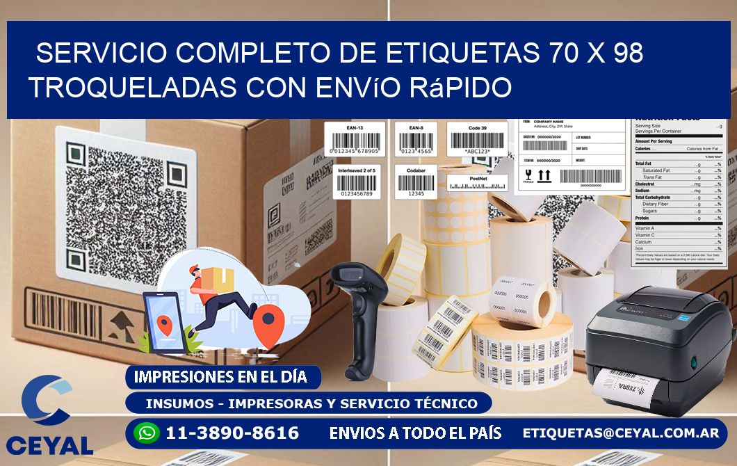 Servicio completo de etiquetas 70 x 98 troqueladas con envío rápido