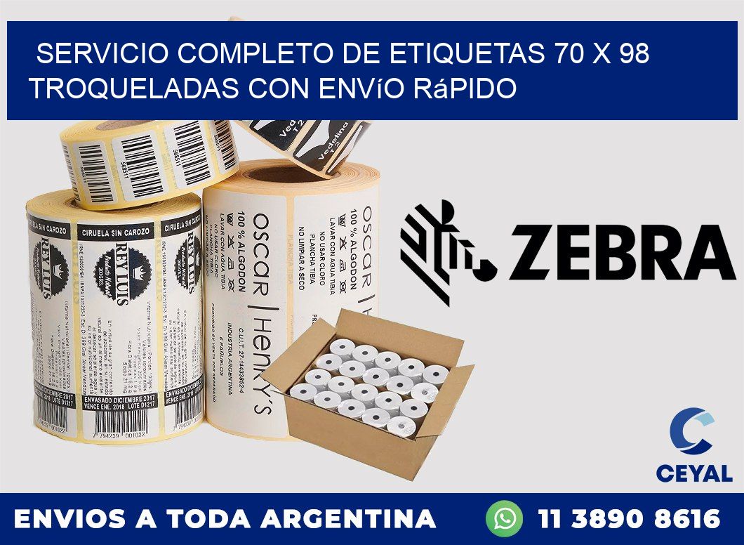 Servicio completo de etiquetas 70 x 98 troqueladas con envío rápido