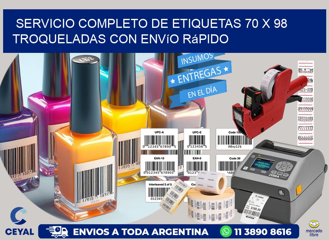 Servicio completo de etiquetas 70 x 98 troqueladas con envío rápido