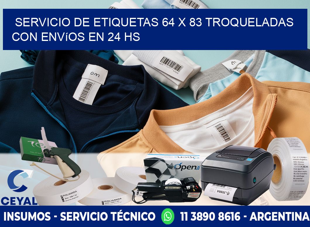 Servicio de etiquetas 64 x 83 troqueladas con envíos en 24 hs