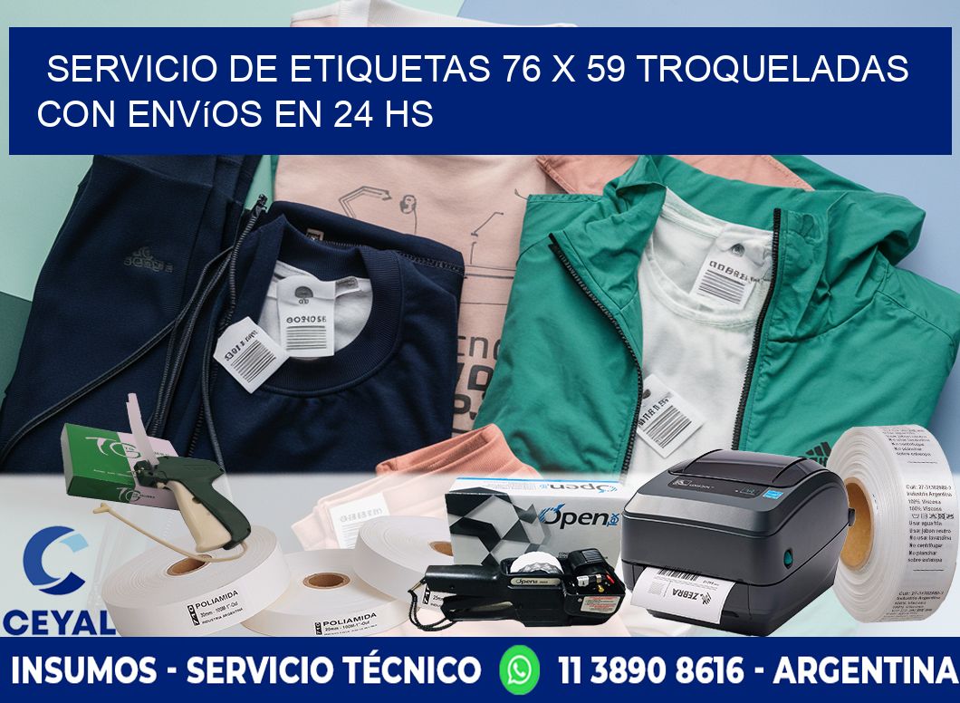Servicio de etiquetas 76 x 59 troqueladas con envíos en 24 hs