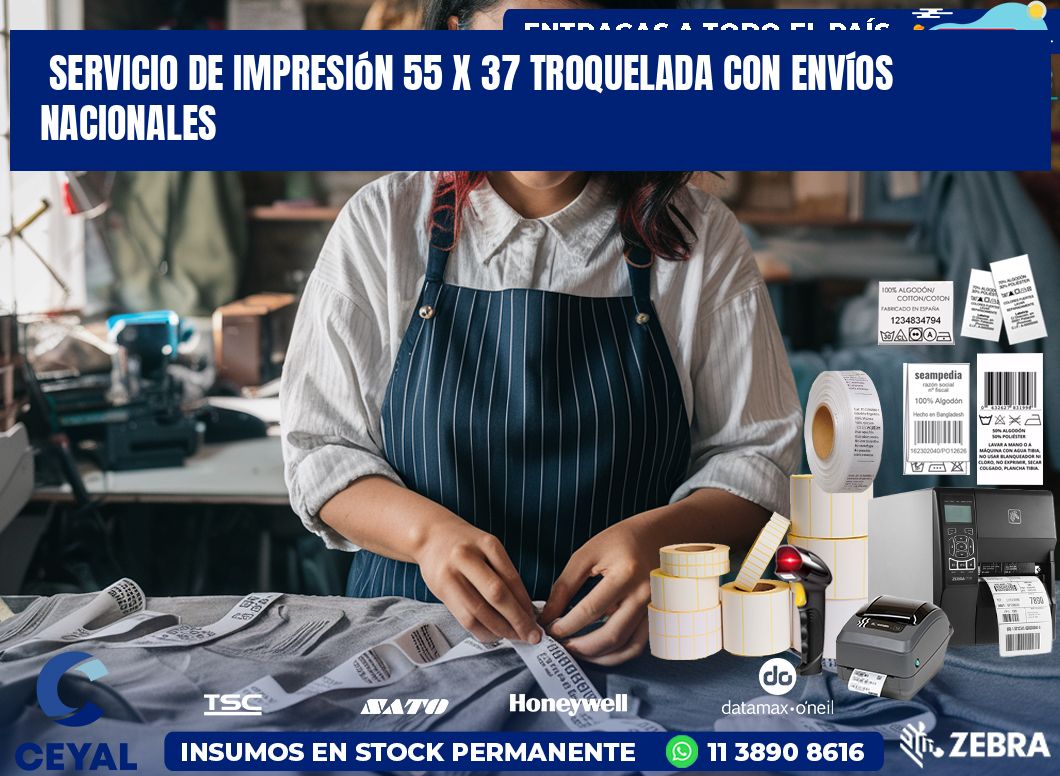 Servicio de impresión 55 x 37 troquelada con envíos nacionales