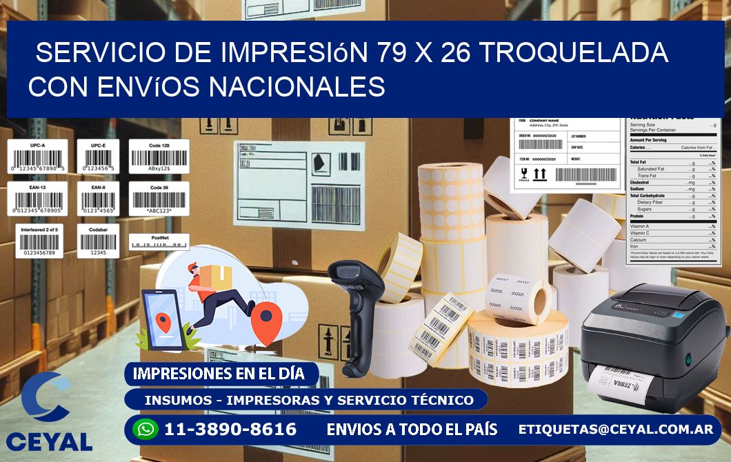 Servicio de impresión 79 x 26 troquelada con envíos nacionales