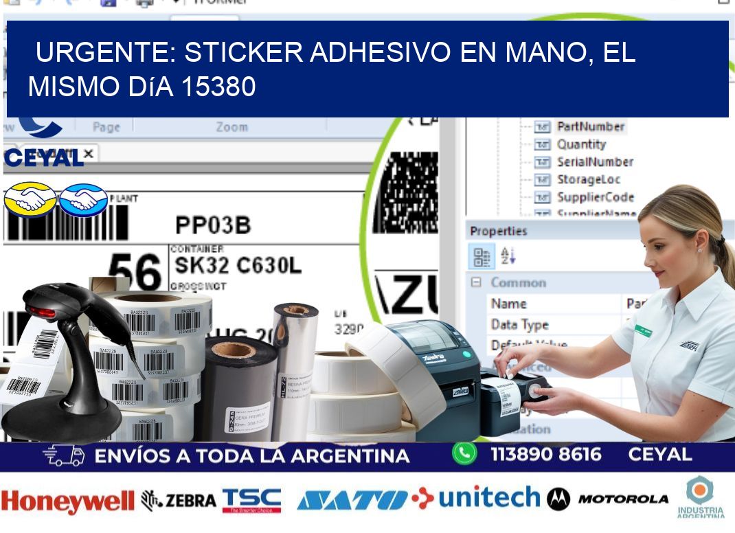 Urgente: Sticker adhesivo en Mano, el Mismo Día 15380