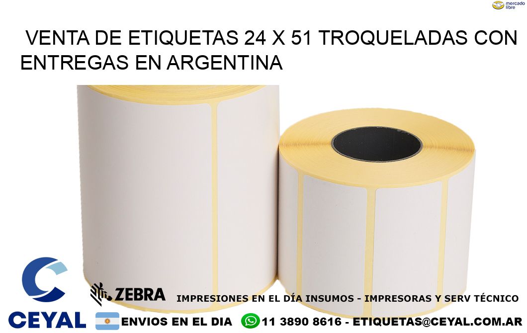 Venta de etiquetas 24 x 51 troqueladas con entregas en Argentina