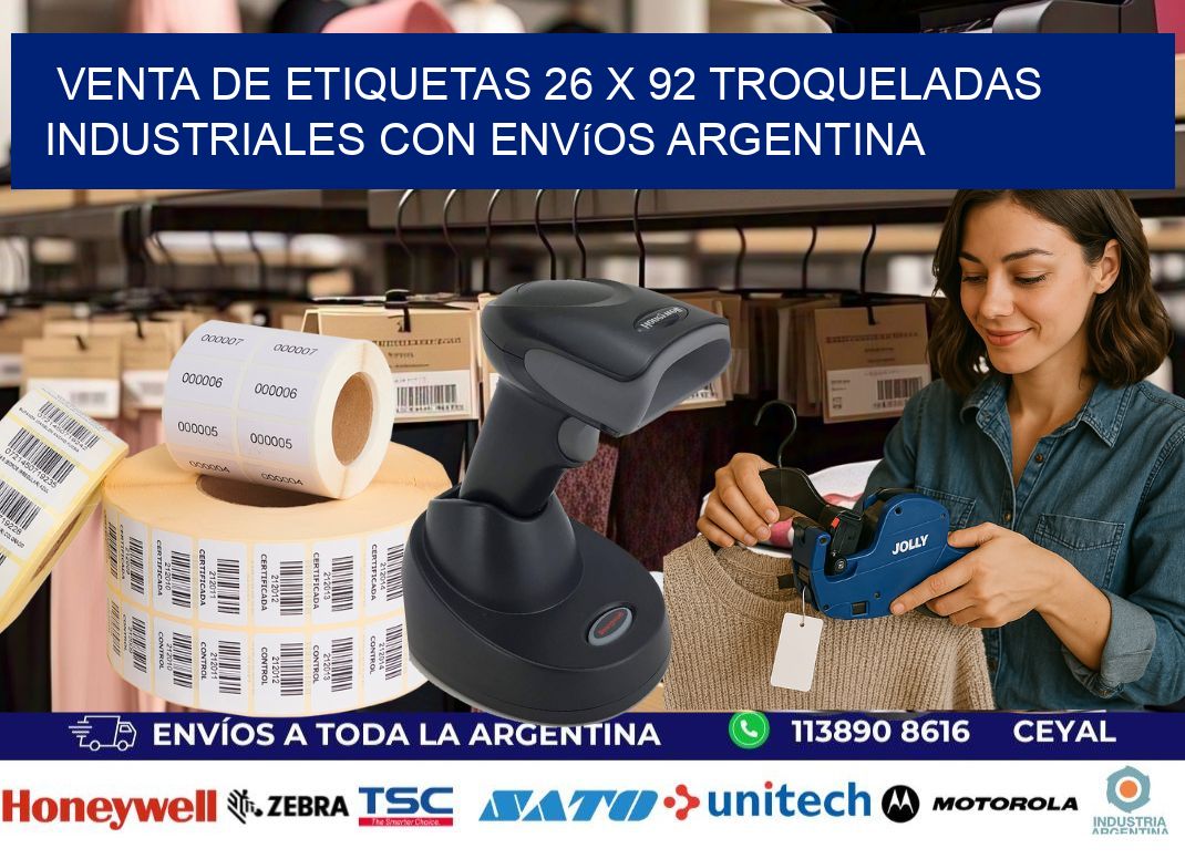 Venta de etiquetas 26 x 92 troqueladas industriales con envíos Argentina