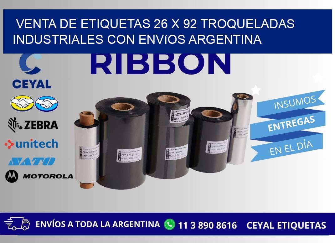 Venta de etiquetas 26 x 92 troqueladas industriales con envíos Argentina