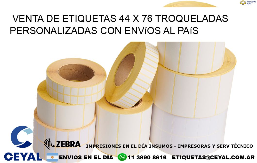 Venta de etiquetas 44 x 76 troqueladas personalizadas con envíos al país