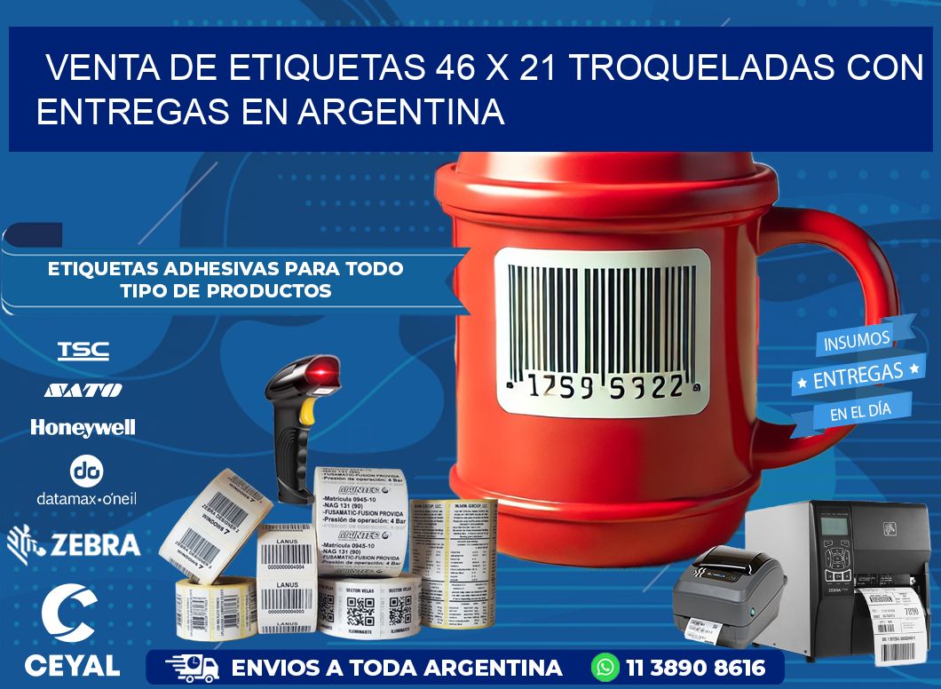 Venta de etiquetas 46 x 21 troqueladas con entregas en Argentina